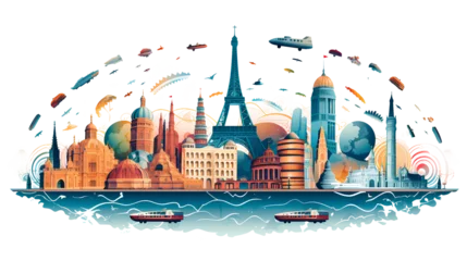 Foto op Canvas World travel concept drawing on transparent background PNG World travel concept © I LOVE PNG