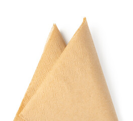 Beige paper napkins on white background studio shot
