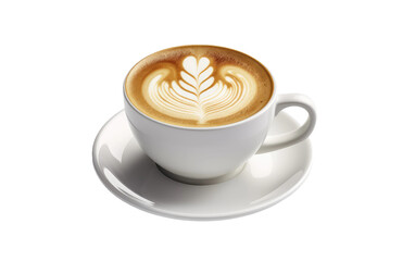 A Cup of Hot Latte Coffee Isolated on Transparent Background PNG.