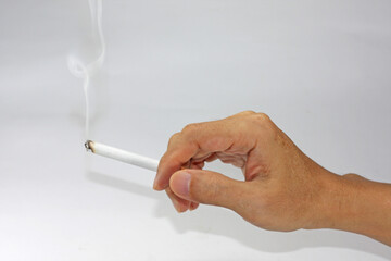hand holding cigarette. illustration. isolated on white background