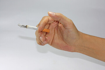 hand holding cigarette. illustration. isolated on white background
