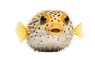 Dangerous Cute Pufferfish Isolated on Transparent Background PNG.