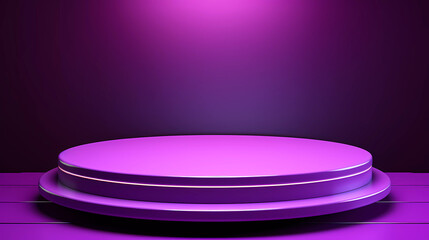 Minimalist circle podium for product display and presentation with royal purple colour. Empty royal purple podium for product presentations, advertising and promotions.
