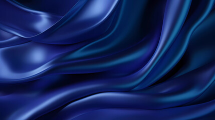 Fototapeta premium Royal blue silk satin background. Abstract background for luxury cloth or liquid wave or wavy folds. Beautiful soft wavy folds on shiny fabric. 