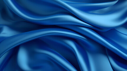 Obraz premium Royal blue silk satin background. Abstract background for luxury cloth or liquid wave or wavy folds. Beautiful soft wavy folds on shiny fabric. 