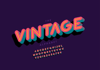Vector of stylized modern font and alphabet