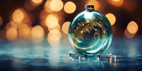 Fototapeta na wymiar Shimmering Glass Ball Christmas Tree Festive Decor Inspiration