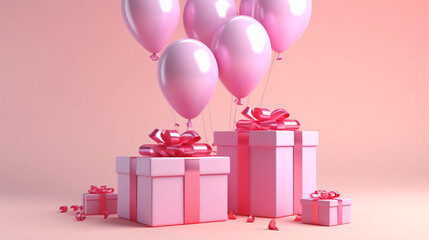 3d rendering of pink gift box