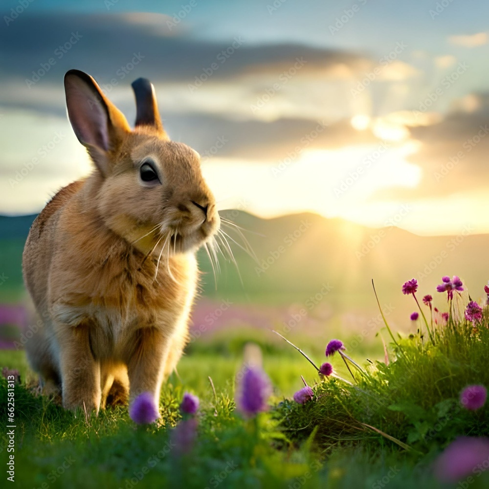 Canvas Prints easter bunny in the grass