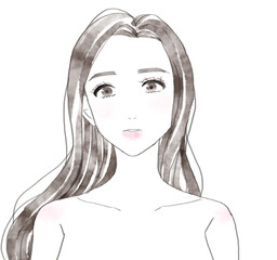 髪がなびく女性