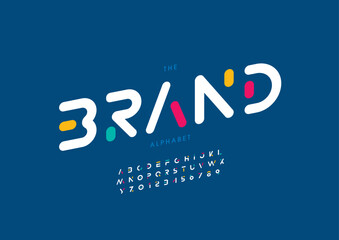 Vector of stylized modern font and alphabet