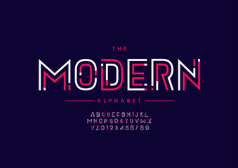 Vector of stylized modern font and alphabet