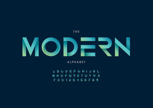 Vector of stylized modern font and alphabet