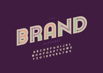 Vector of stylized modern font and alphabet