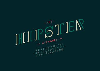 Vector of stylized modern font and alphabet