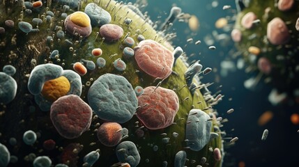 
viral cells in an infected body, viral disease concept
 - obrazy, fototapety, plakaty