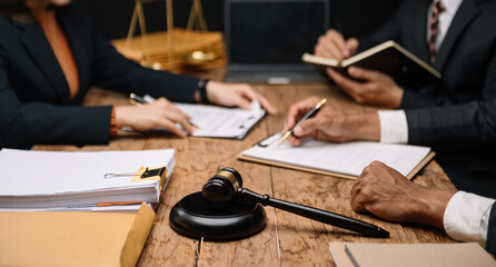 Business and Male lawyer or judge consult having team meeting with client, Law and Legal services concept.Customer service good cooperation in office.