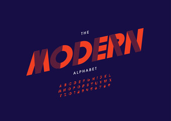 Vector of stylized modern font and alphabet