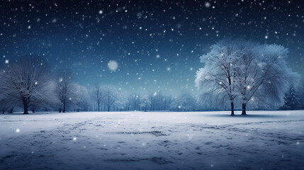 Mystical snowfalls create an enchanting and dreamlike landscape - obrazy, fototapety, plakaty