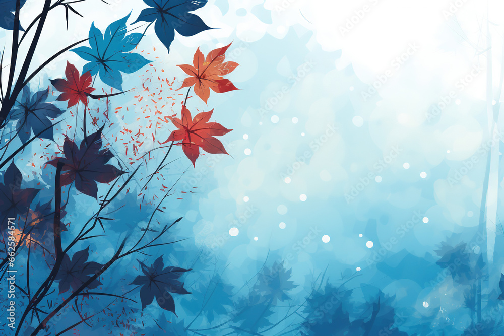 Wall mural Blue background with an autumn theme