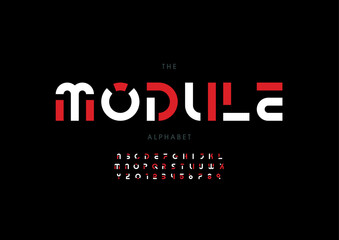 Vector of stylized modern font and alphabet