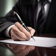 Holding a pen for signing a contract - obrazy, fototapety, plakaty