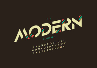 Vector of stylized modern font and alphabet
