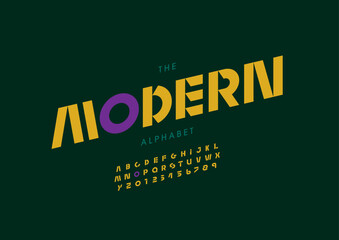 Vector of stylized modern font and alphabet