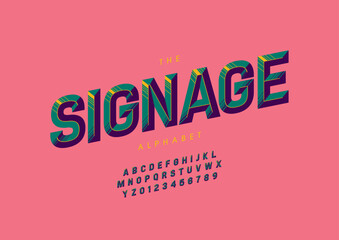 Vector of stylized modern font and alphabet