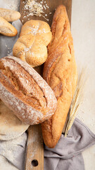 Freshly baked delicious bread, healthy eating concept.