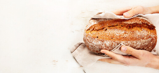 Healthy food baking, pastry. Freshly baked organic bread.