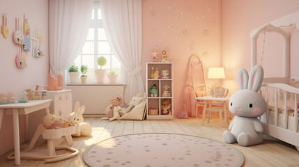 Rabbit kid bedroom. Baby room