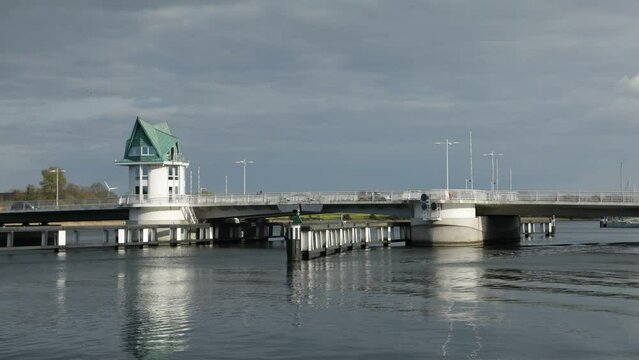 Time-lapse photography, bascule bridge Kappeln, Schlei, Schleswig-Holstein, Germany, Europe