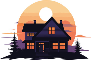 house Illustration in flat design with transparant background 