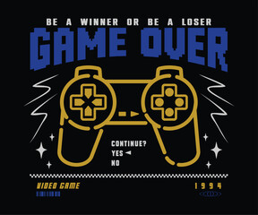 Video game controller design with the words “game over”