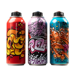 Custom Graffiti Spray Cans Isolated on Transparent or White Background, PNG