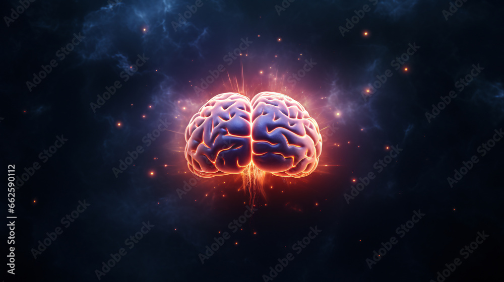 Canvas Prints the human brain: a source of energy flashes, exploring the concept of brain power