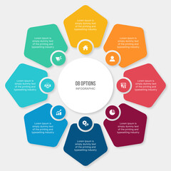 Circle Cycle Infographic Template Design With 8 Steps