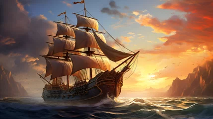 Rolgordijnen Ship sail boat © Misha