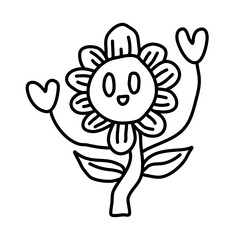 happy flower of world kindness hand drawn Icon