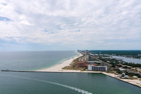 Aerial view of Orange Beach west on the Alabama Gulf Coast in October