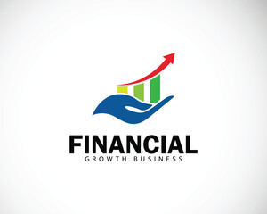 financial care logo creative growth diagram business design concept arrow symbol hand - obrazy, fototapety, plakaty