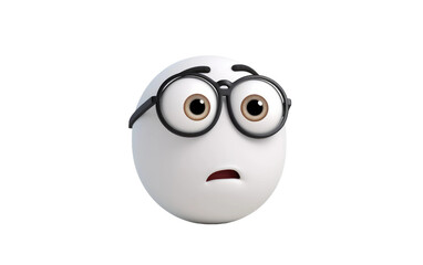 Thinking White Emoticon 3D Cartoon style Isolated on Transparent Background PNG.