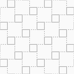 Abstract seamless vector pattern with dots. Dotted squares pattern. Geometric seamless pattern. Black and white vector background. Dots pattern.