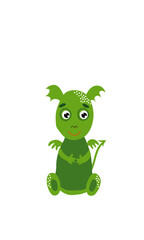 cute green dragon, vector illustration