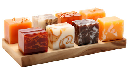 Artisanal Soap Bars on Transparent Background Isolated on Transparent or White Background, PNG