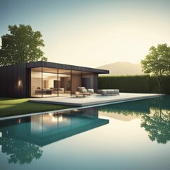 Fototapeta premium luxurious modern house with a pool