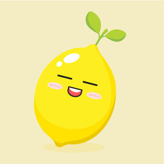 Vector cute happy lemon with lemonade glass