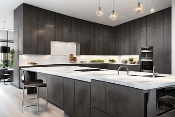 modern kitchen interior with kitchen counter