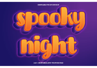 Spooky Night Editable Text Effect 3D Emboss Gradient Style